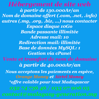 H&eacute;bergement de site web - Tout Madagascar, Madagascar