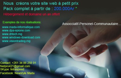 Cr&eacute;ation de Site Web &agrave; petit prix - Tananarive, Madagascar