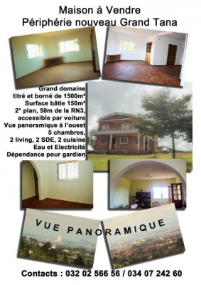 Maison &agrave; vendre : p&eacute;riph&eacute;rie du futur Grand Tan&agrave; - Antananarivo, Madagascar