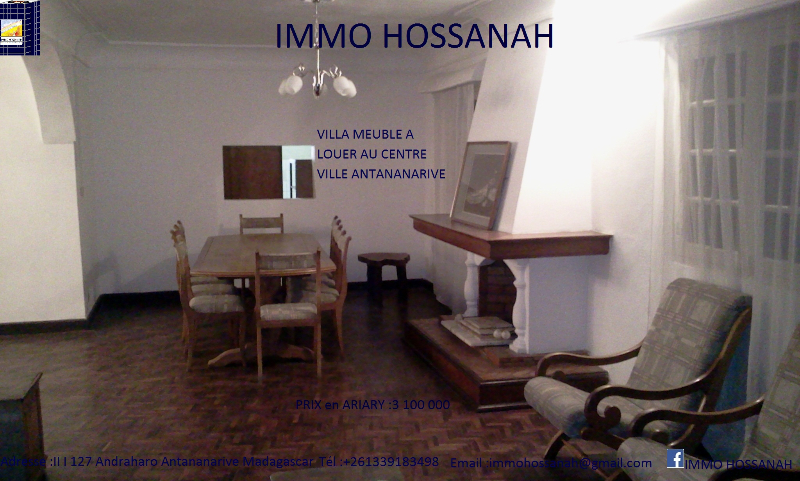VILLA MEUBLE A LOUER AU CENTRE VILLE  ANTANANARIVE MADAGASCAR Réf:LVM 13045 - ANTANANARIVE, MADAGASACAR