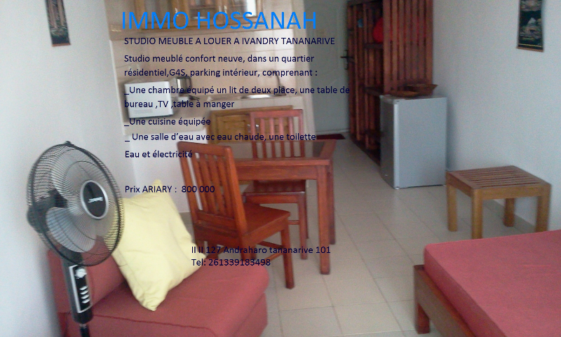 STUDIO MEUBLE A LOUER A IVANDRY Réf: LSM 2052 - ANTANANARIVO, MADAGASCAR