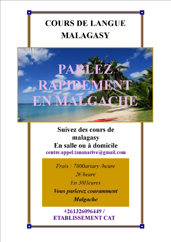 COURS DE LANGUE MALGACHE - ANTANANARIVO, MADAGASCAR
