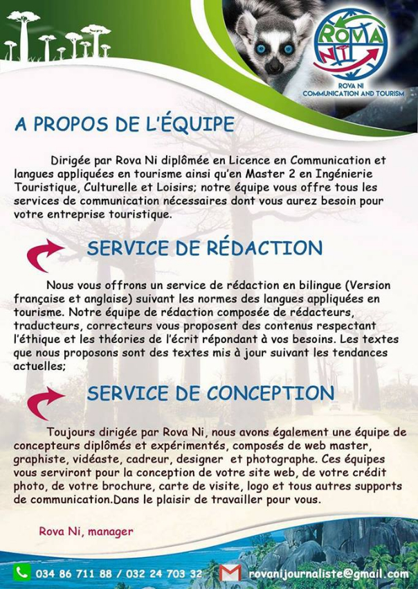 SERVICE DANS LA COMMUNICATION ET TOURISME Miniature 1