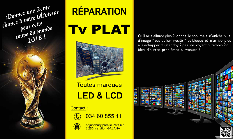 REPARATION TV ECRAN PLAT A MADAGASCAR  - Antanannarivo , Madagascar