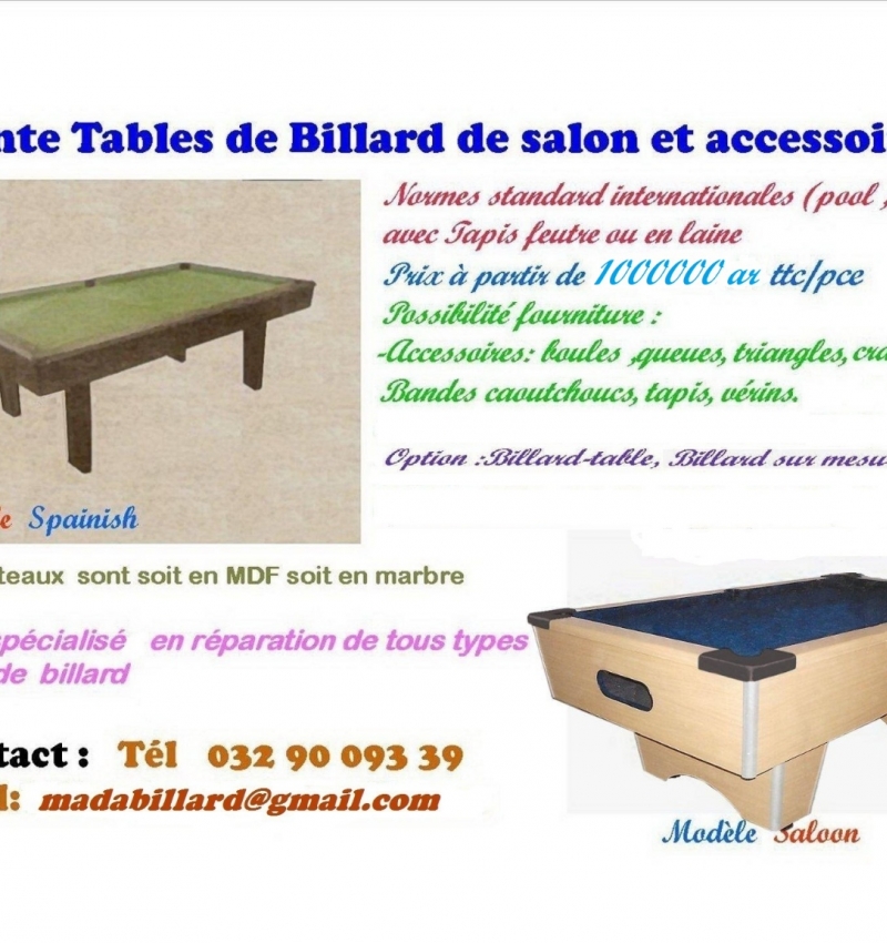 vente de billards neufs Image principale