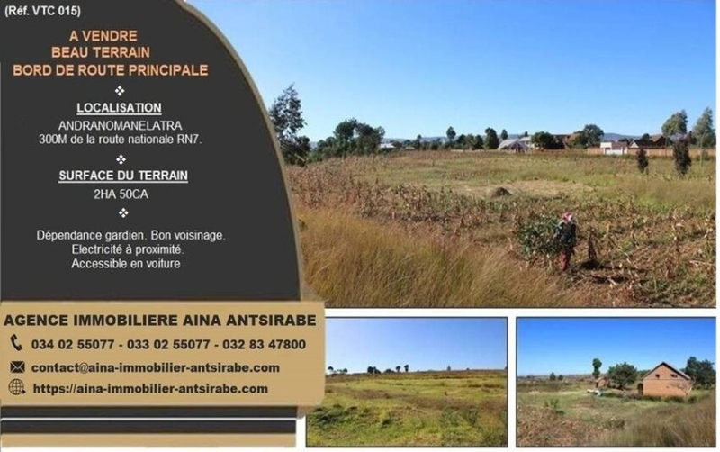 ANDRANOMANELATRA ANTSIRABE A VENDRE – TRÈS BEAU TERRAIN BORD DE ROUTE PRINCIPALE - ANTSIRABE, Madagascar